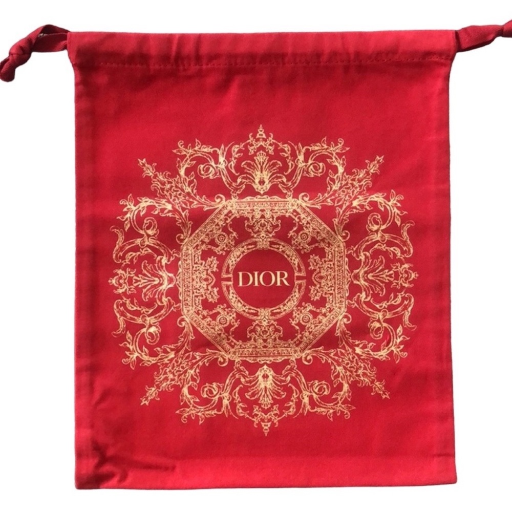 DIOR limited edition lunar new year red and gold dustbag drawstring pouch
